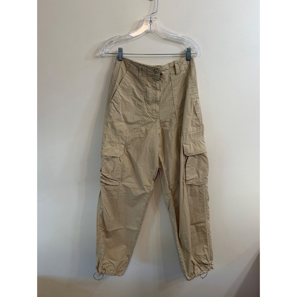 Kith Womens Evans Cotton Nylon Utility Cargo Pants Beige Tan Sz 25 Parachute Y2K